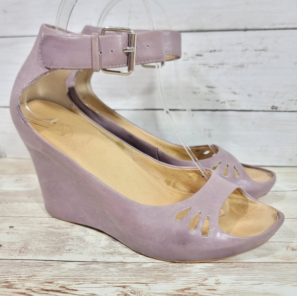 Ateliers Lavender Leather Wedge Sandals EU 38 - Picture 1 of 13